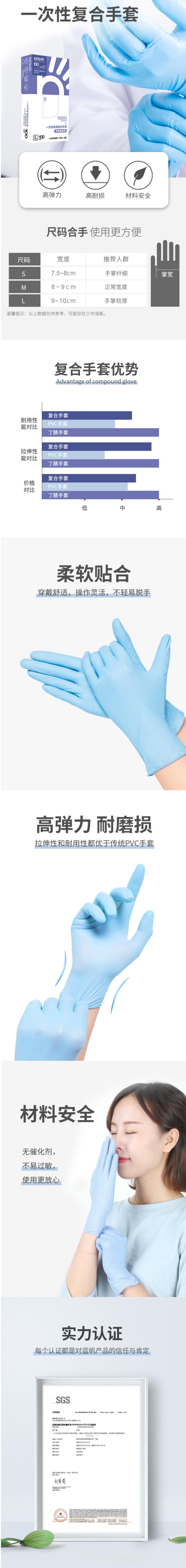 藍帆醫療C2176一次性耐磨PVC手套圖片