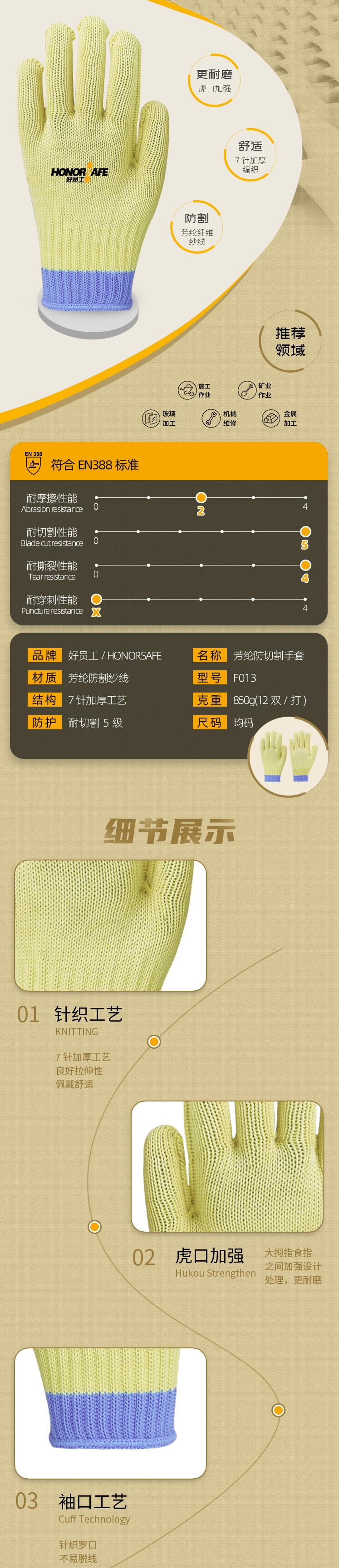 好員工F013五級(jí)防割手套圖片