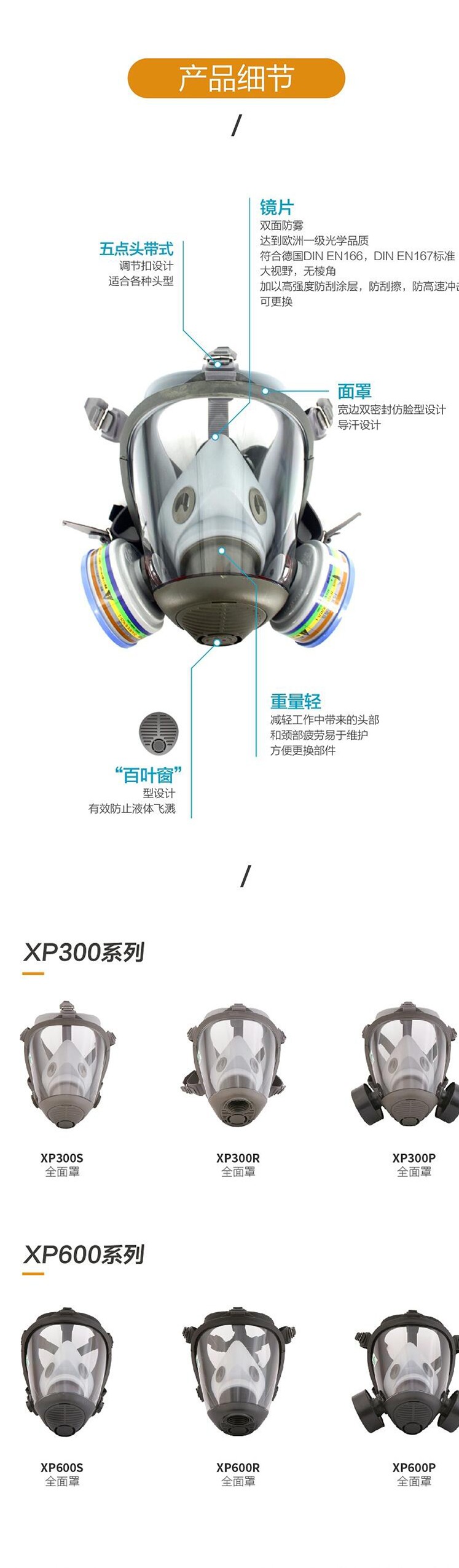 華信威保小金罩XP300P防塵防毒過(guò)濾全面罩圖片3