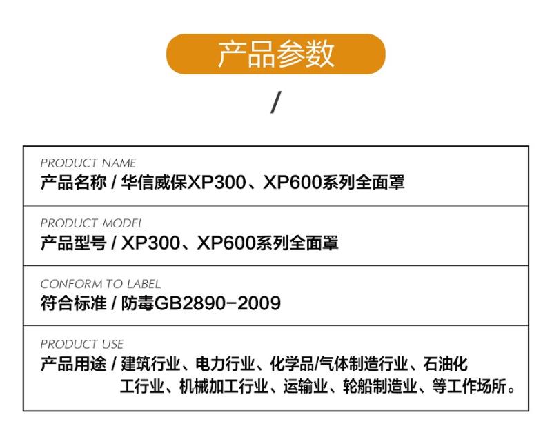 華信威保小金罩XP300P防塵防毒過(guò)濾全面罩圖片2