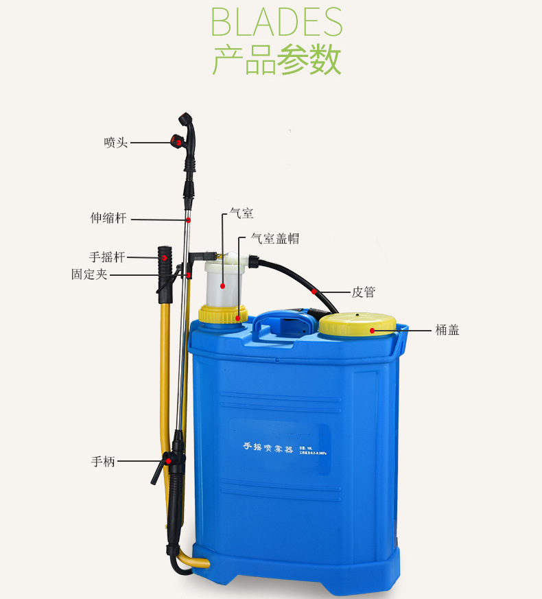 單管八角背負(fù)式手動(dòng)噴霧器16L高壓手搖噴霧機(jī)3