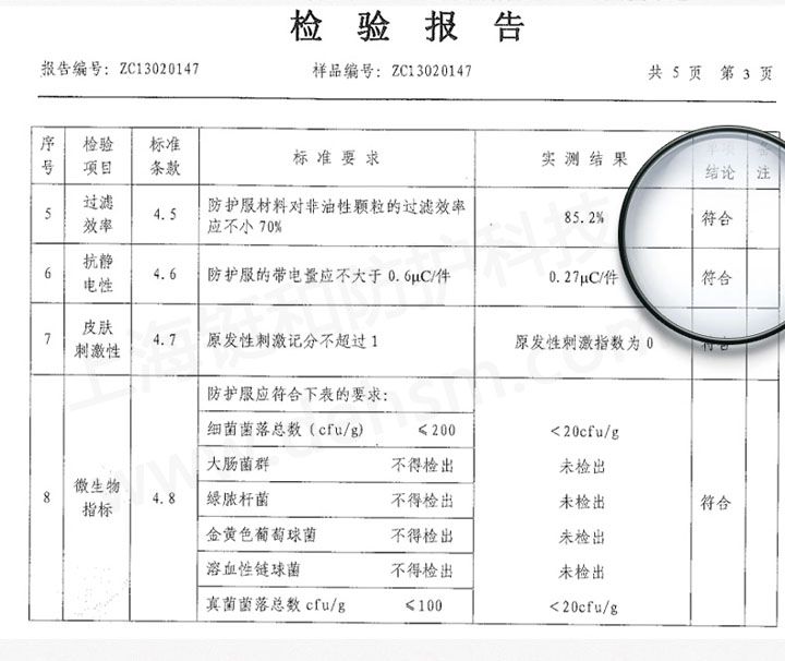 杜邦tyvek1422a醫(yī)用防護(hù)服檢測報(bào)告-項(xiàng)目明細(xì)