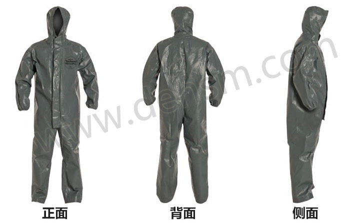杜邦Tychem ThermoPro阻燃化學防護服圖片-正面、反面及側面